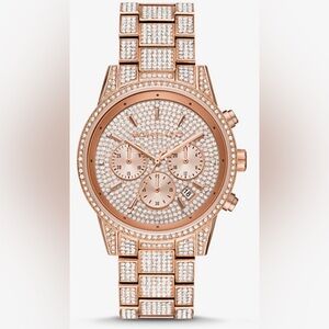 EUC Michael Kors Ritz Pavé Rose Gold Watch